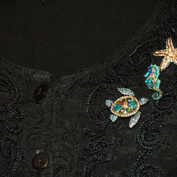 Beautiful Sea Life Combo Set of 3 Necklaces & Broach/Pin On Handmade Hemp Chains - Picture 14 of 15